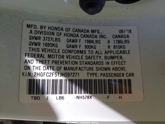 2HGFC2F51JH597271 Honda k20c2