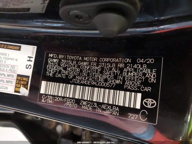 Toyota 2zr-fxe, 1nm 2021 JTDEAMDE9MJ000577 Image 9