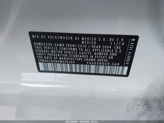 Продаж на аукціоні авто 2017 Volkswagen Golf Gti Autobahn 4-door/s 4-door/se 4-door/sport 4-door, vin: 3VW447AU8HM030269, номер лоту: 42565821