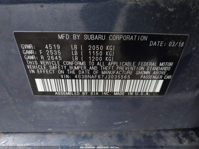 2018 SUBARU LEGACY 4S3BNAF67J3035565 Photo 8