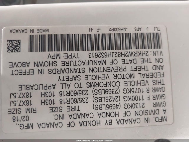 2HKRW2H82JH632613 Honda l15be