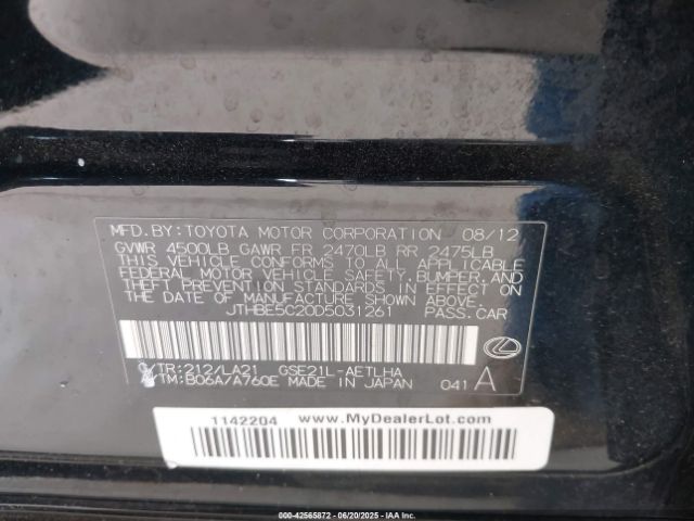 2013 LEXUS IS 350 JTHBE5C20D5031261 Photo 8