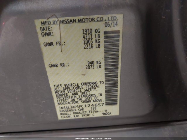 Nissan 2015 2015 1N4AL3AP5FC124657 Image 9