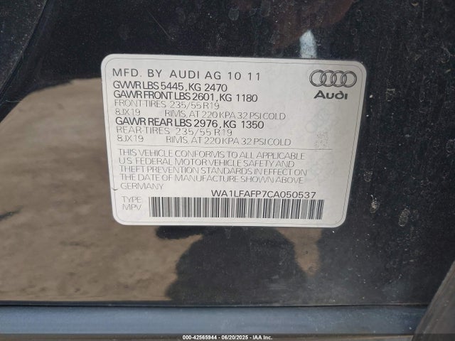 2012 AUDI Q5 WA1LFAFP7CA050537 Photo 8