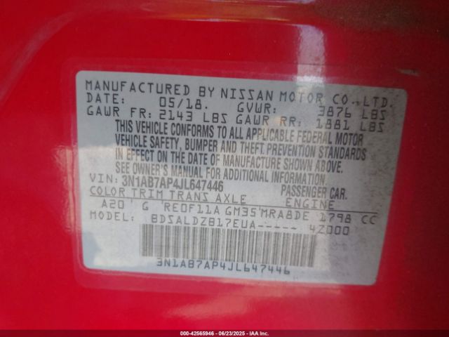 2018 NISSAN SENTRA 3N1AB7AP4JL647446 Photo 8