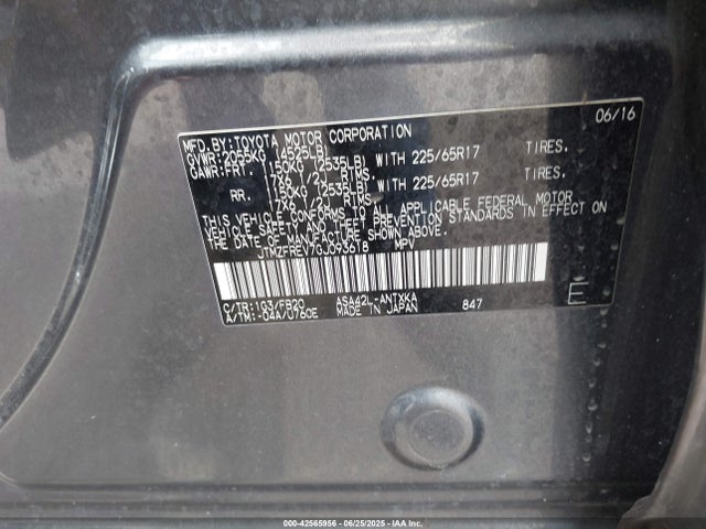 JTMZFREV7GJ093618 Toyota 2ar-fe