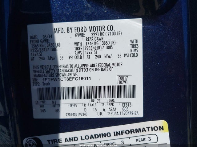 1FTFW1CT8EFC16011 Ford 2014