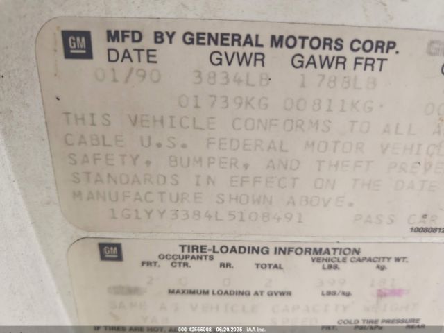 1990 CHEVROLET CORVETTE 1G1YY3384L5108491 Photo 8