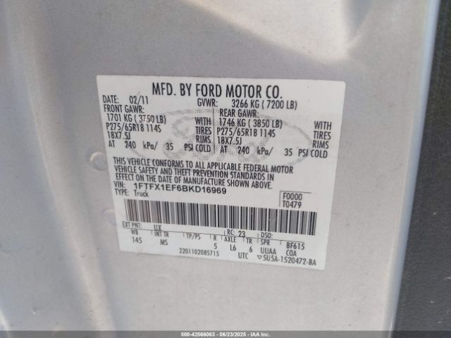 2011 FORD F-150 1FTFX1EF6BKD16969 Photo 8