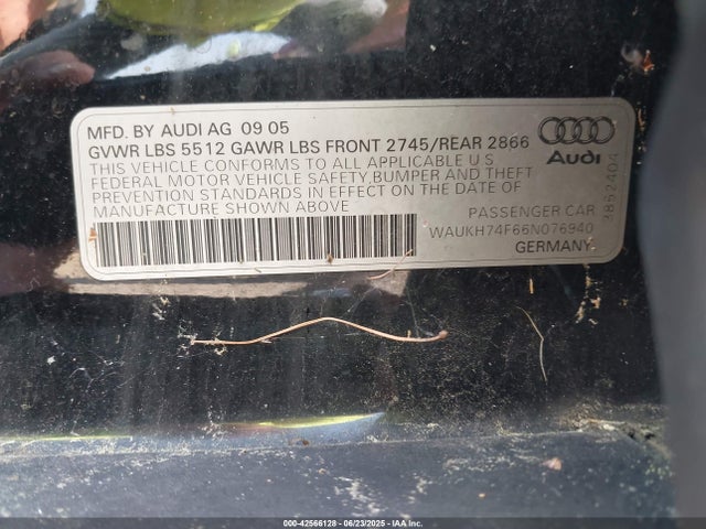 2006 AUDI A6 WAUKH74F66N076940 Photo 8