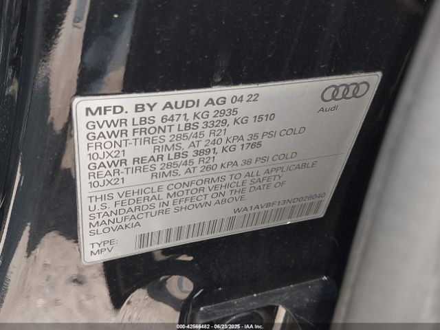 2022 AUDI Q8 WA1AVBF13ND026040 Photo 8