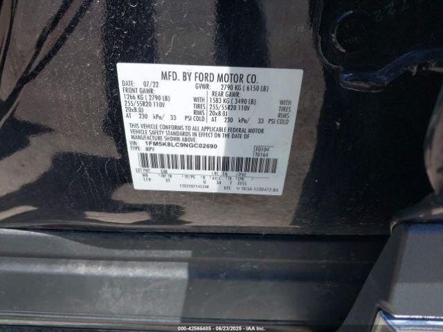 2022 FORD EXPLORER 1FM5K8LC9NGC02690 Photo 8