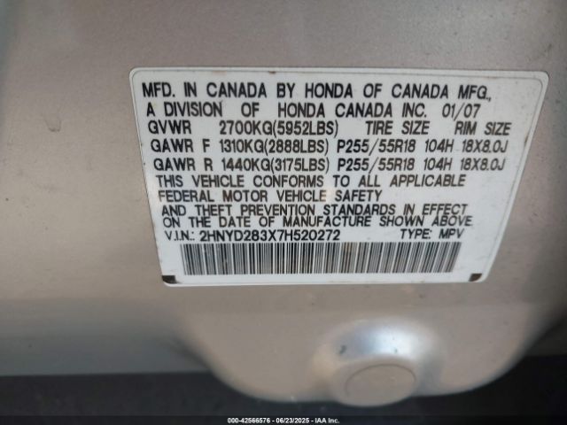 2007 ACURA MDX 2HNYD283X7H520272 Photo 8