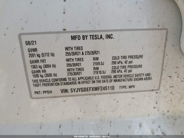 5YJYGDEFXMF245110 Tesla Model Y