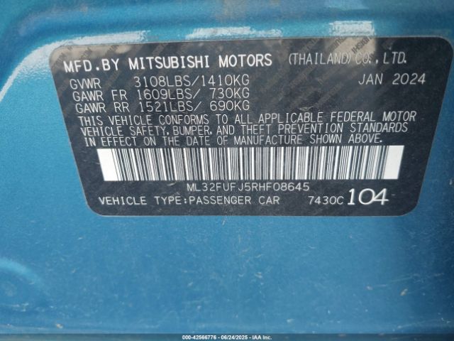 2024 MITSUBISHI MIRAGE G4 ML32FUFJ5RHF08645 Photo 8