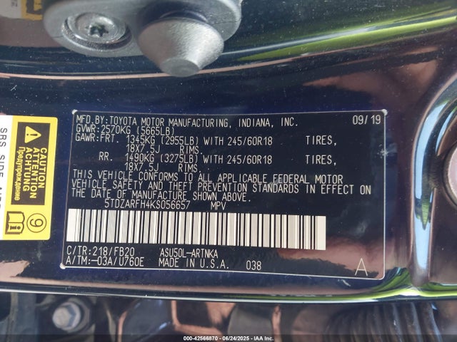 5TDZARFH4KS056657 Toyota 1ar-fe