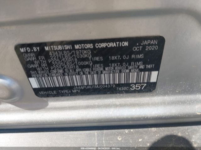 2021 MITSUBISHI OUTLANDER SPORT JA4APUAU1MU004379 Photo 8