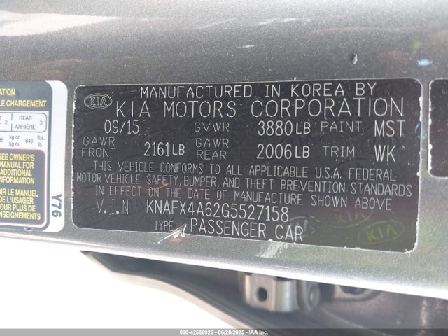 KNAFX4A62G5527158 KIA mpi nu