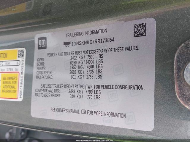 1GNSKNKD7RR173854 Chevrolet l84