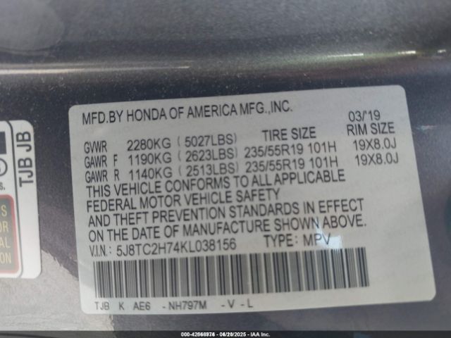 2019 ACURA RDX 5J8TC2H74KL038156 Photo 8