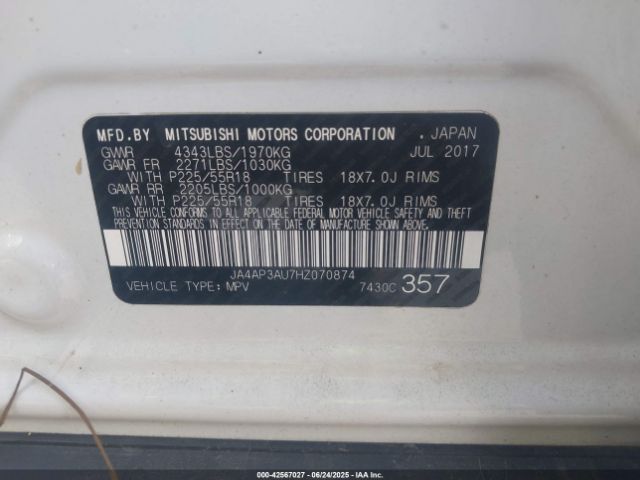 2017 MITSUBISHI OUTLANDER SPORT JA4AP3AU7HZ070874 Photo 8