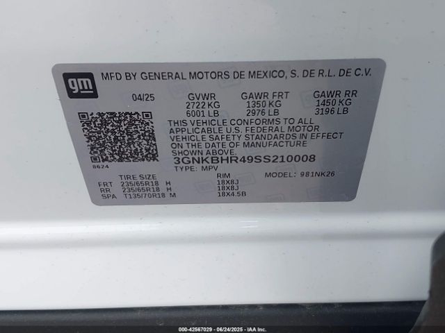 3GNKBHR49SS210008 Chevrolet lsy