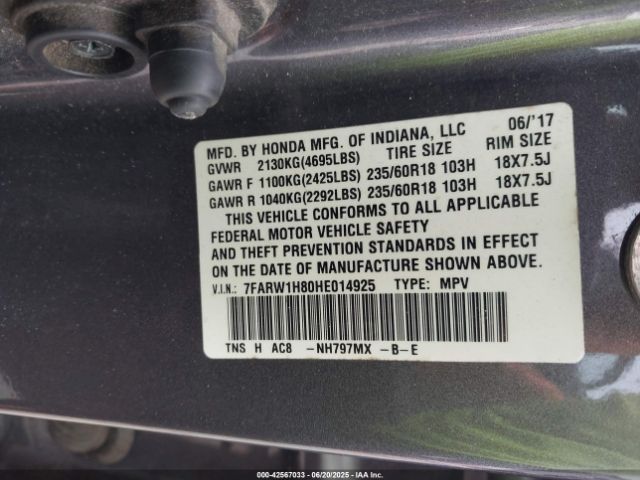 7FARW1H80HE014925 Honda l15be