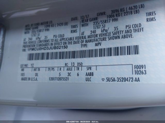 2018 FORD ESCAPE 1FMCU0HD3JUB02150 Photo 8