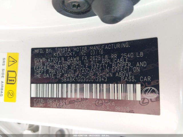 58ABK1GG3GU013943 Lexus 2gr-fe