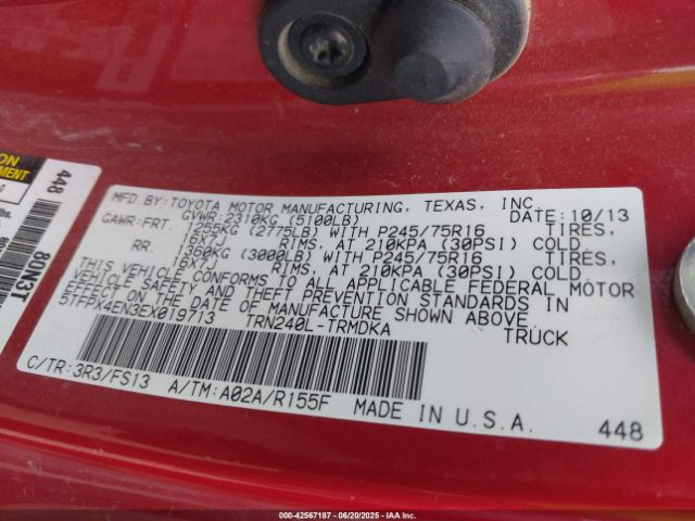 2014 TOYOTA TACOMA 5TFPX4EN3EX019713 Photo 8