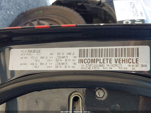 Продаж на аукціоні авто 2018 Ram 3500 Chassis Tradesman/slt/laramie, vin: 3C7WRTCL8JG100063, номер лоту: 42567232