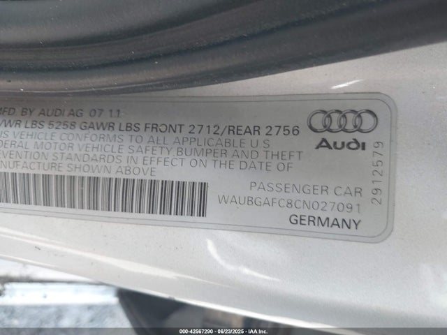 2012 AUDI A6 WAUBGAFC8CN027091 Photo 8