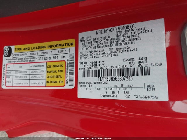 Ford 2016 2016 1FATP8UH5G5307285 Image 9