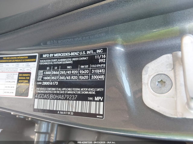 Mercedes-Benz m276 2017 4JGDA5JB0HA879237 Image 9