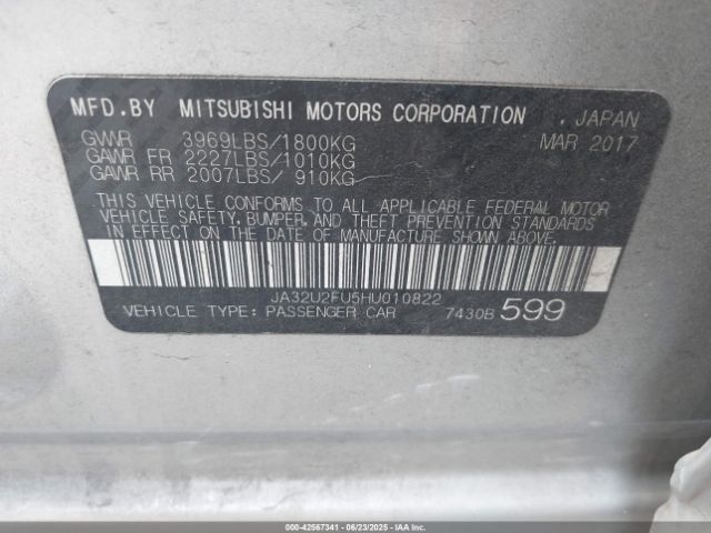 2017 MITSUBISHI LANCER JA32U2FU5HU010822 Photo 8