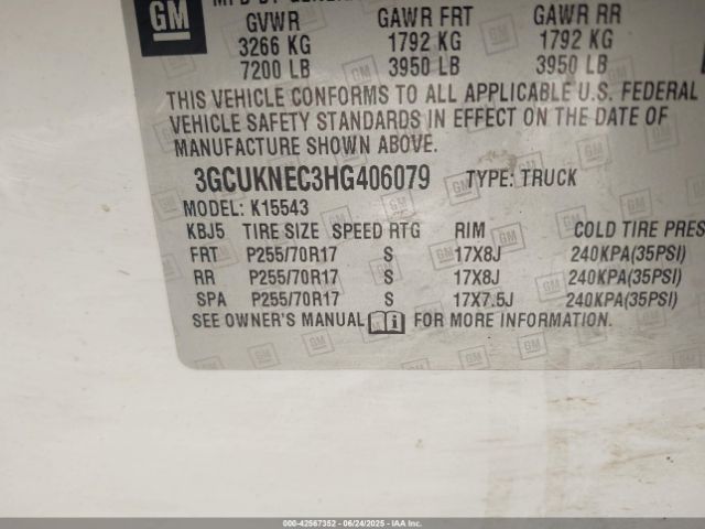 2017 CHEVROLET SILVERADO 1500 3GCUKNEC3HG406079 Photo 8