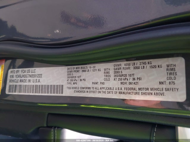 1C4RJHDG7N8591222 Jeep 2022