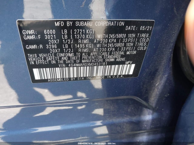 4S4WMARDXM3453181 Subaru 2021