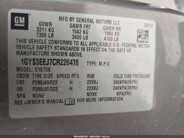 2012 CADILLAC ESCALADE HYBRID 1GYS3EEJ7CR226478 Photo 8