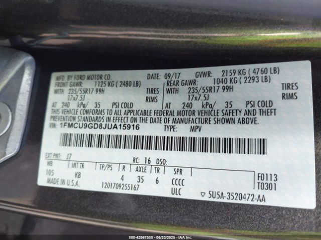 2018 FORD ESCAPE 1FMCU9GD8JUA15916 Photo 8