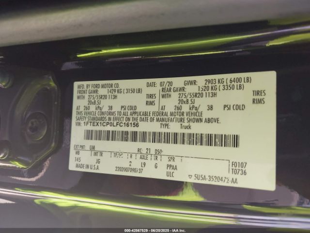 2020 FORD F-150 1FTEX1CP0LFC16156 Photo 8