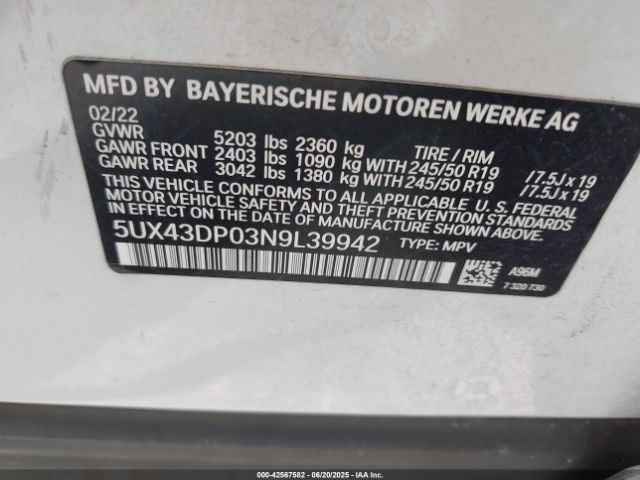 2022 BMW X3 5UX43DP03N9L39942 Photo 8