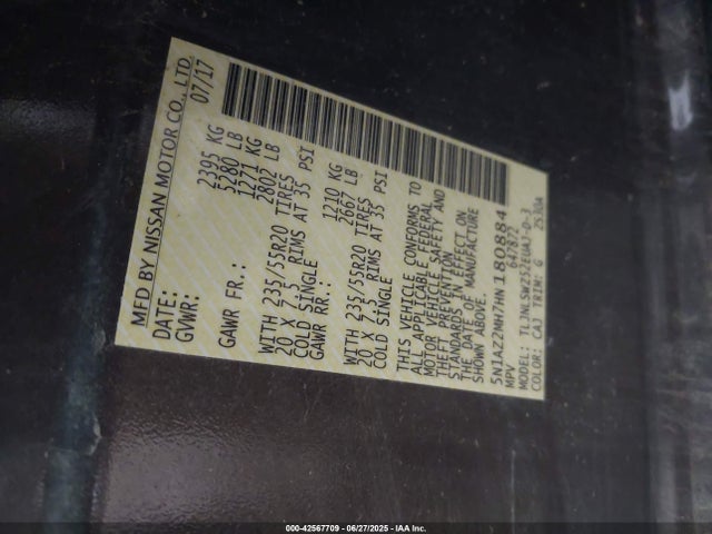 5N1AZ2MH7HN180884 Nissan 2017