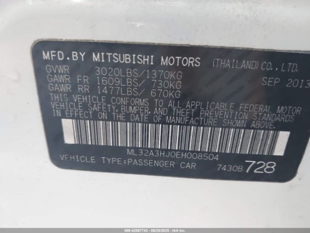 2014 MITSUBISHI MIRAGE ML32A3HJ0EH008504 Photo 8