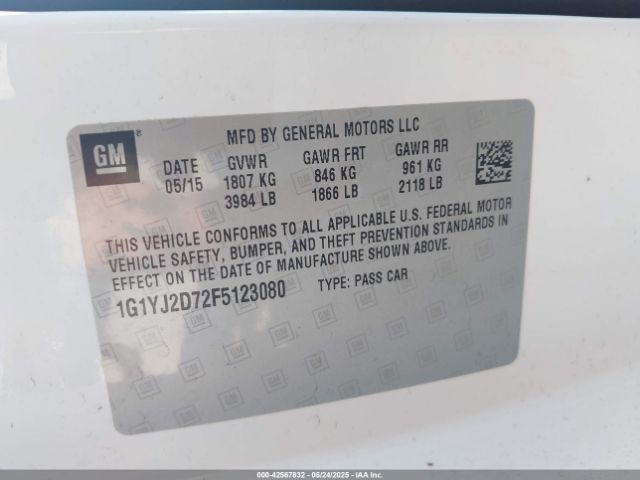 2015 CHEVROLET CORVETTE 1G1YJ2D72F5123080 Photo 8