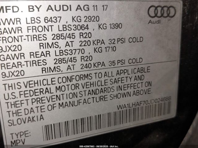 2018 AUDI Q7 WA1LHAF70JD024688 Photo 8