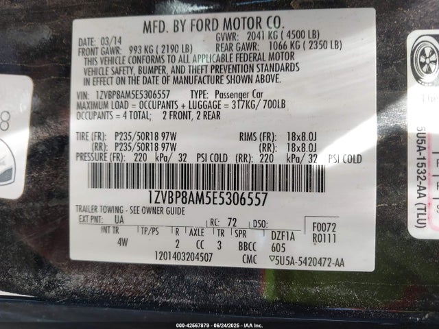 1ZVBP8AM5E5306557 Ford 2014