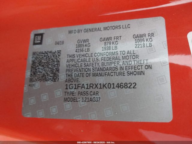 2019 CHEVROLET CAMARO 1G1FA1RX1K0146822 Photo 8