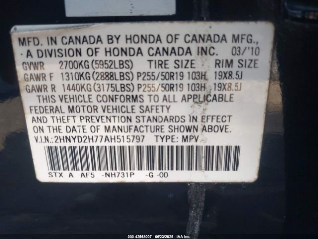 2010 ACURA MDX 2HNYD2H77AH515797 Photo 8