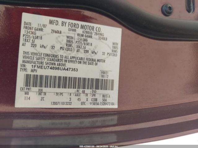 2008 FORD EXPLORER 1FMEU74898UA47353 Photo 8